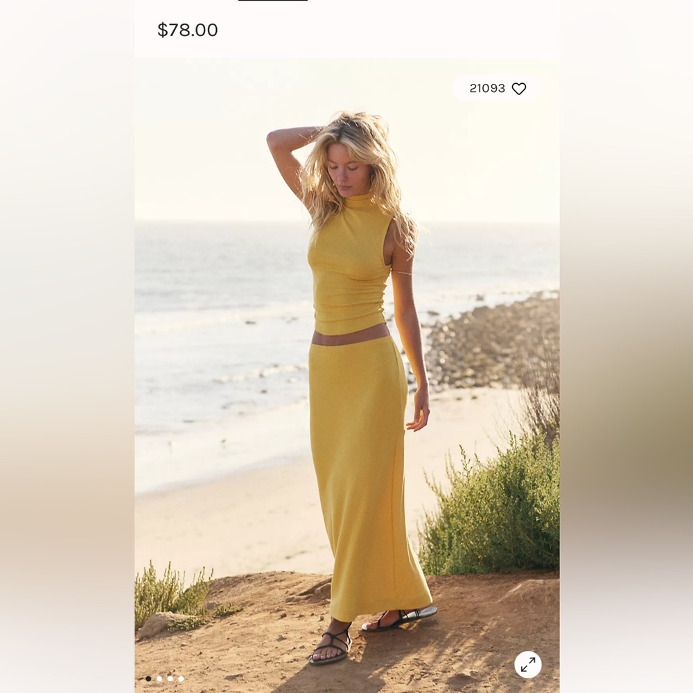 Free People Yellow Two Piece Set